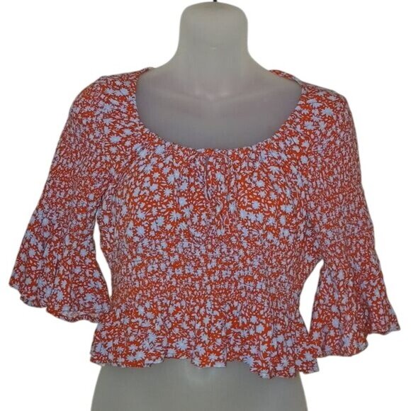 Free People A Bit of Something Sweet Red Floral Crop Top - Picture 3 of 6